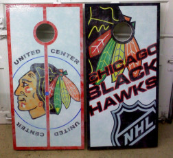 Custom Cornhole Set - Blackhawks