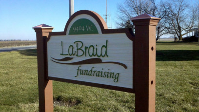 LaBraid Fundraising - Sandblasted Post and Panel Sign