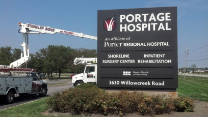 Portage Hospital - Routed Aluminum lluminated Cabinet Faces