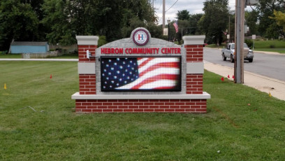 Hebron Community Center - Foam Monument Sign with Electronic Message Center